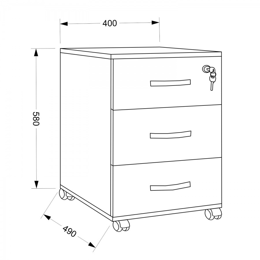 Тумба мобильная с замком КУЛ-105